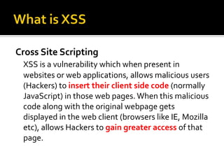 Cross Site Scripting (XSS) - ppt video online download