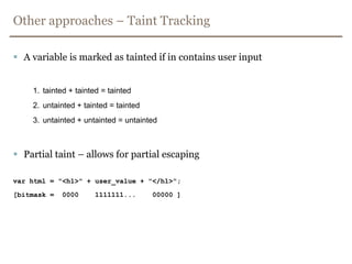 DOM based XSSInsecure handling of input in javascript - reading values from:other tags
