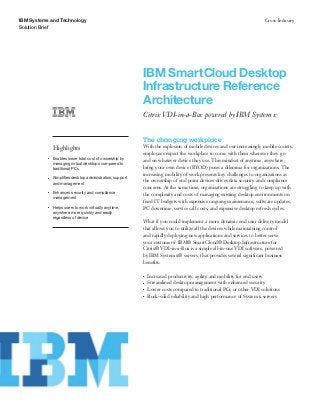 IBM SmartCloud Desktop Infrastructure Reference Architecture