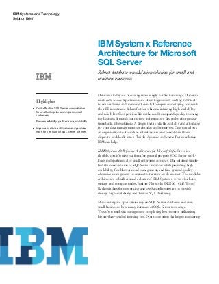 IBM System x Reference Architecture for Microsoft SQL Server