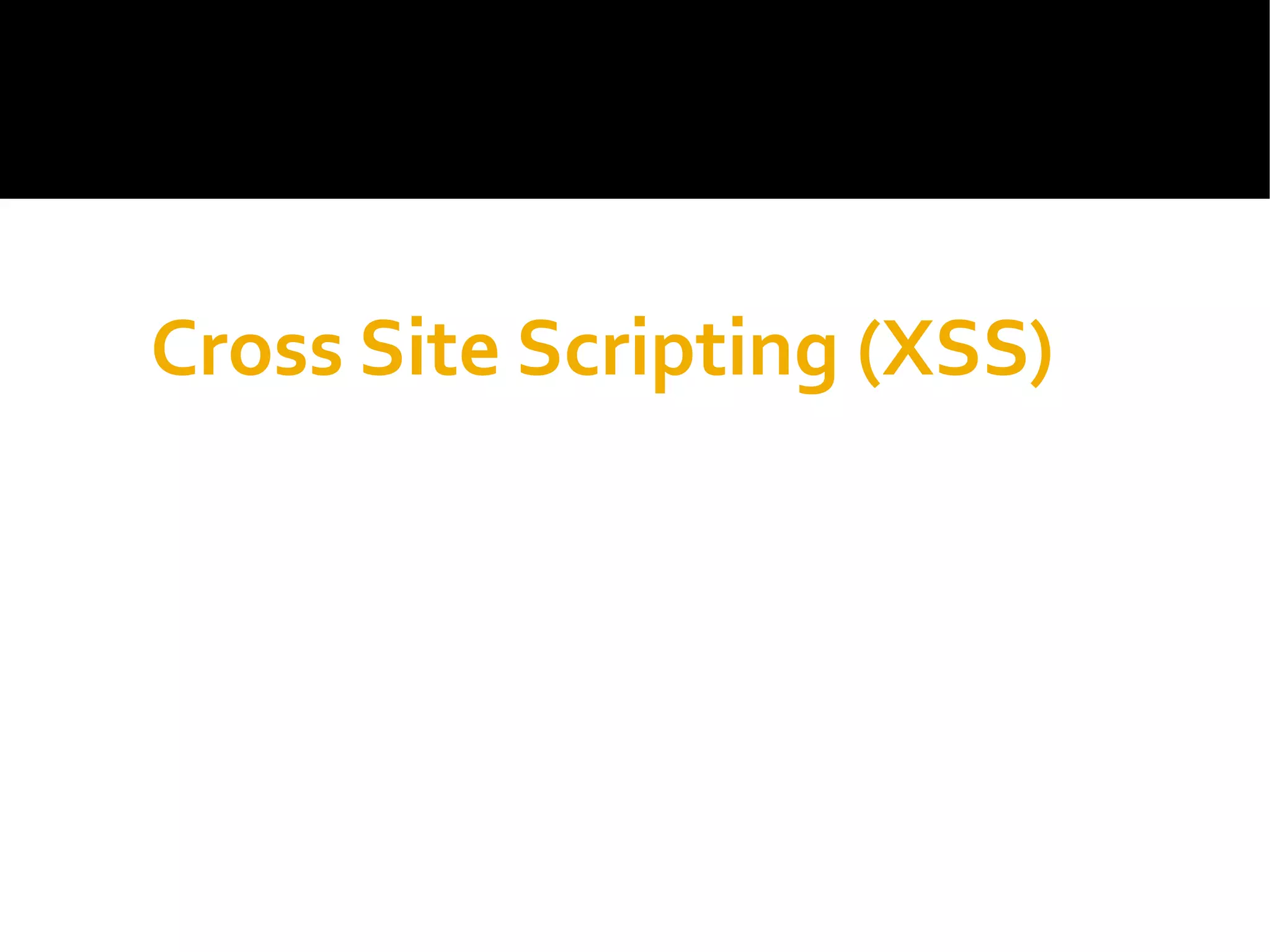 Cross Site Scripting (XSS)
 