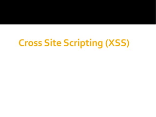 Cross Site Scripting (XSS)
 
