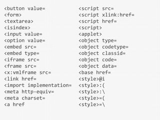 Browser's XSS Filter Bypass Cheat Sheet Masatokinugawa - Filterbypass Wiki  GitHub, PDF, Html Element