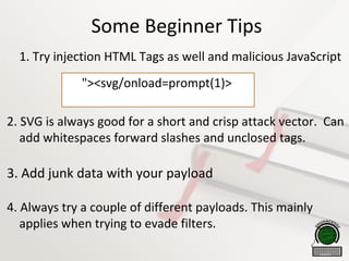 Some Beginner Tips

1. Try injection HTML Tags as well and malicious JavaScript
2. SVG is always good for a short and crisp attack vector. Can
add whitespaces forward slashes and unclosed tags.
3. Add junk data with your payload
4. Always try a couple of different payloads. This mainly
applies when trying to evade filters.

"><svg/onload=prompt(1)>
 
