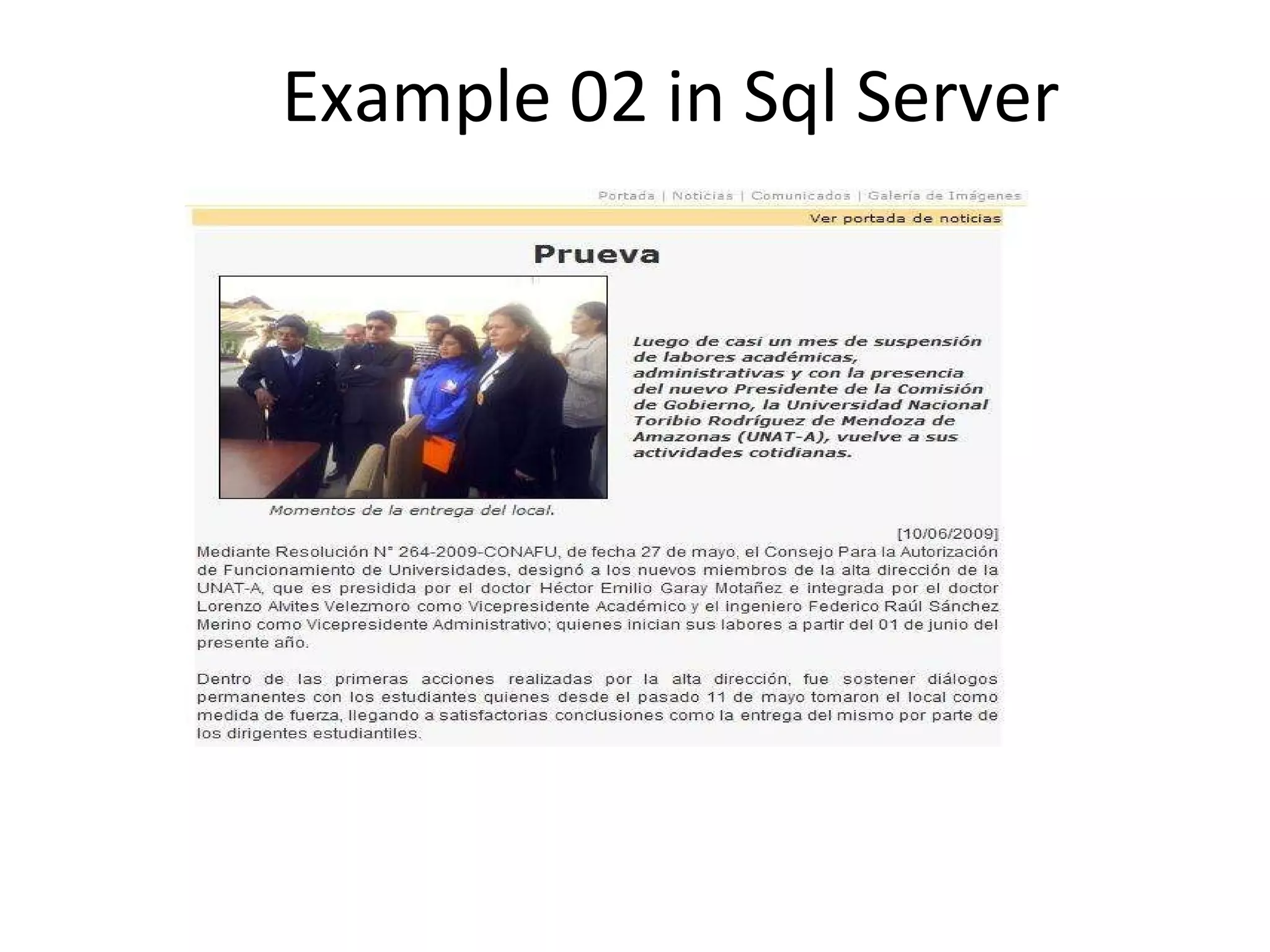 Example 02 in Sql Server 