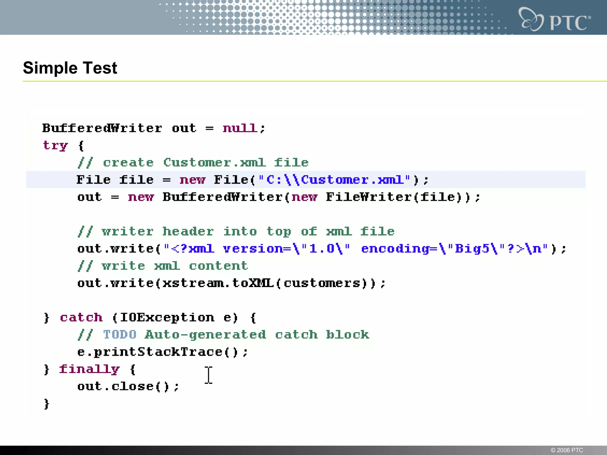 Simple Test © 2006 PTC 