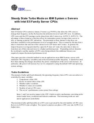 Steady State Turbo Mode on IBM System x Servers with Intel E5 Family Server CPUs