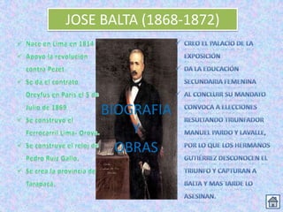 JOSE BALTA (1868-1872)




     BIOGRAFIA
         Y
       OBRAS
 