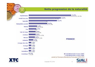 Copyright XTC 2010 6
FRANCE
Nette progression de la naturalité
extrait du Panorama Mondial de l’Innovation 2010 XTC
 