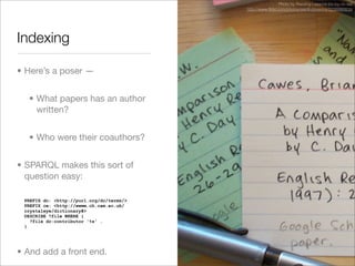 XTech 2008 presentation; "Representing, indexing and mining science with XML and RDF: Golem and CrystalEye"