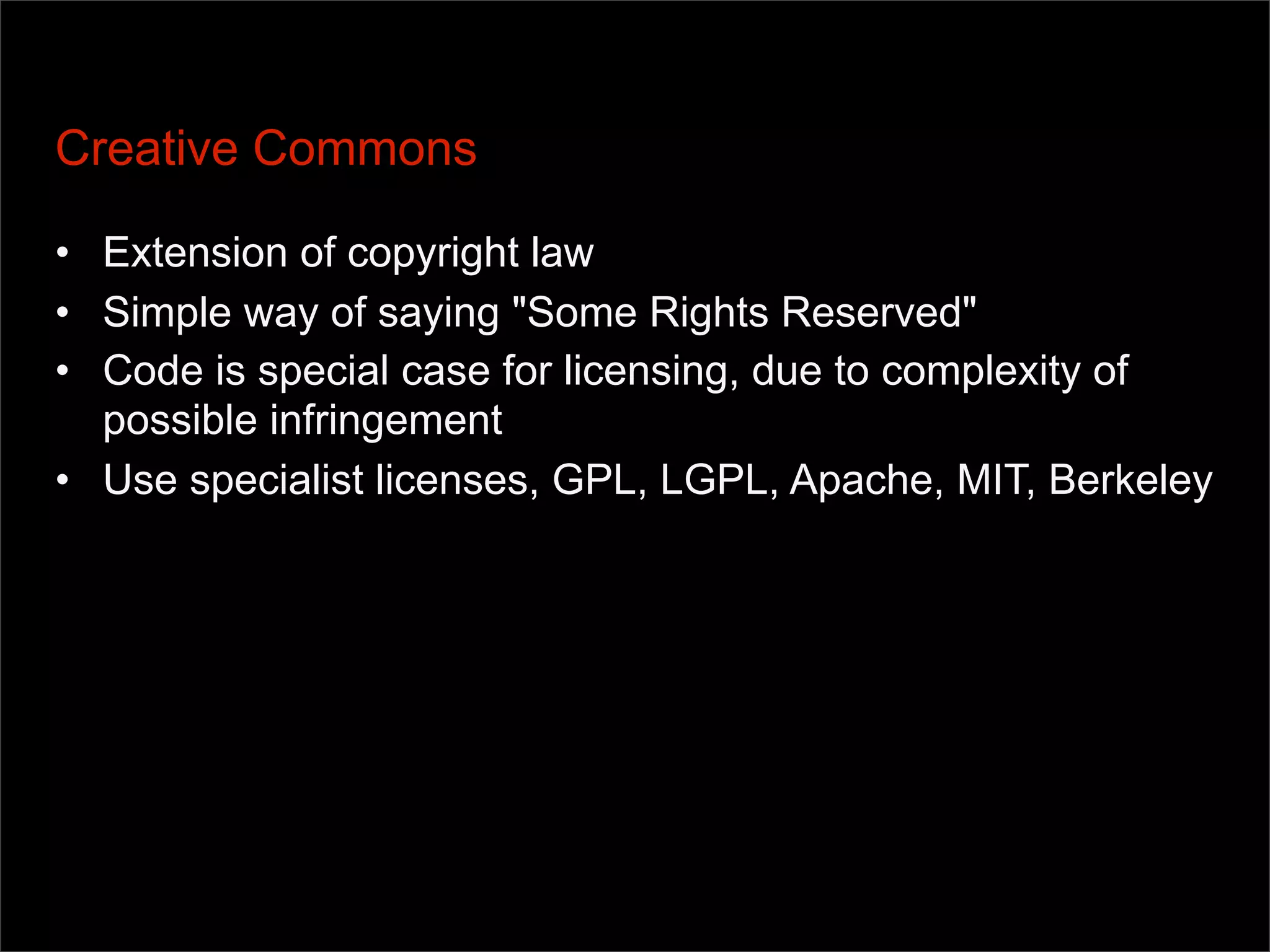X Tech2007, Open Data, Licensing