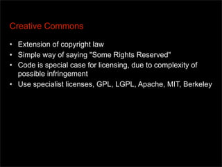X Tech2007, Open Data, Licensing