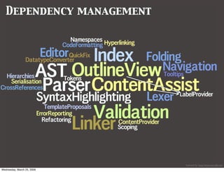 Dependency management




                            licensed by http://www.wordle.net/
Wednesday, March 25, 2009
 