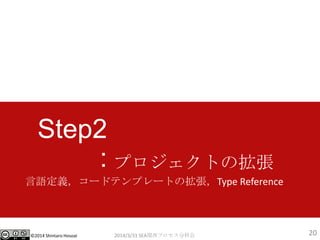 ?2014 Shintaro Hosoai
Step2
:
Zx`ɥƥץ`ȤΒType Reference
2014/3/31 SEAvץֿƻ 20
ץȤΒ
 
