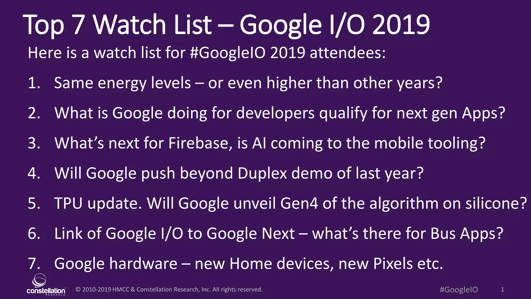 [Watchlist] 7 Things to watch at Google I/O 2019 PPT