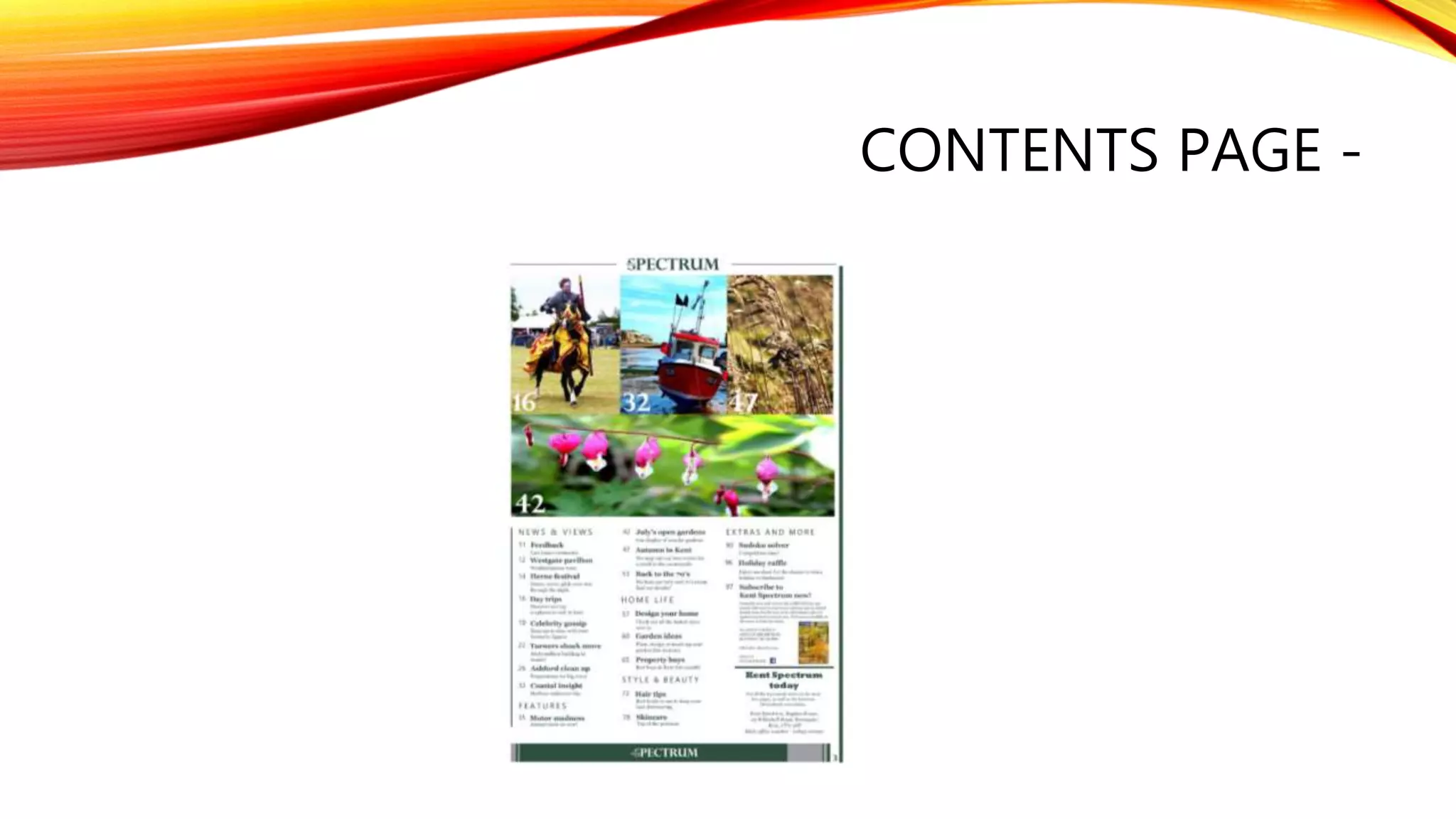 CONTENTS PAGE -
 