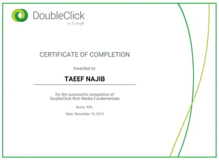DoubleClick Rich Media Fundamentals Certification