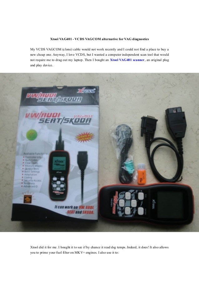 Xtool VAG401 VCDS alternative for VAG diagnostics