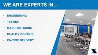 WE ARE EXPERTS IN…
• ENGINEERING
• TESTING
• MANUFACTURING
• QUALITY CONTROL
• ON-TIME DELIVERY
 