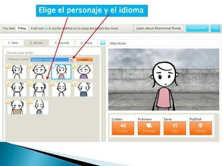 Elige el personaje y el idioma
 