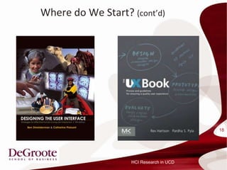 Where do We Start? (contd)




                                         18




                   HCI Research in UCD
 
