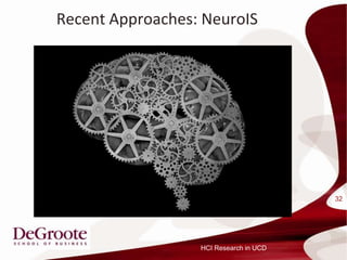 Recent Approaches: NeuroIS




                                        32




                  HCI Research in UCD
 