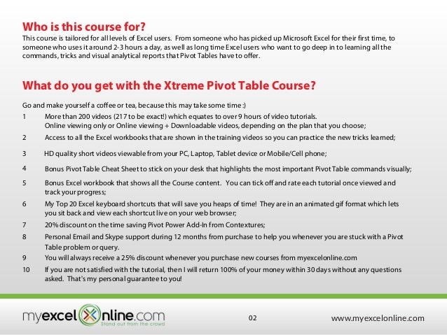 excel pivot table course syllabus