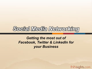 Social Media Networking Getting the most out of Facebook, Twitter & LinkedIn for your Business 