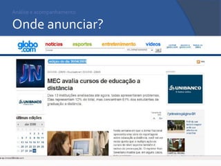 Análise e acompanhamento Onde anunciar? 
 