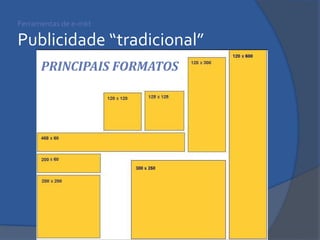 Ferramentas de e-mkt Publicidade “tradicional” 
PRINCIPAIS FORMATOS  