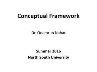 Conceptual Framework
Dr. Quamrun Nahar
Summer 2016
North South University
 
