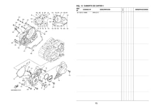 FIG. 12 CUBIERTA DE CARTER 1
REF.
Nº
CODIGO Nº DESCRIPCION
1ED9
OBSERVACIONES
28 93210–74M68 ANILLO O 1
15
 