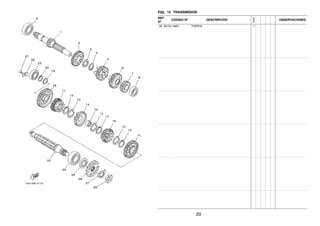 FIG. 15 TRANSMISION
REF.
Nº
CODIGO Nº DESCRIPCION
1ED9
OBSERVACIONES
28 90179–18801 TUERCA 1
20
 