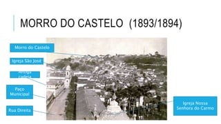 MORRO DO CASTELO (1893/1894)
Morro do Castelo
Igreja São José
Antiga
cadeia
Paço
Municipal
Rua Direita
Igreja Nossa
Senhora do Carmo
 