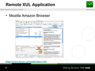 Remote XUL Application Mozilla Amazon Browser http:// www.faser.net/mab/index.cfm 