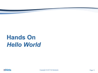 Page 11
Hands On
Hello World
Copyright © 2017 Ed Seidewitz
 