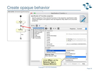 Page 28
Create opaque behavior
Copyright © 2018 Ed Seidewitz
Under Effect, set the
Behavior Type to
Opaque Behavior.
 
