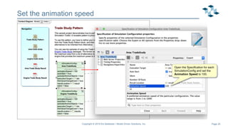 Page 25
Set the animation speed
Copyright © 2019 Ed Seidewitz / Model Driven Solutions, Inc.
Open the Specification for each
SimulationConfig and set the
Animation Speed to 100.
 