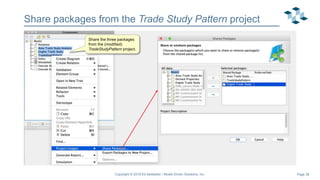 Page 38
Share packages from the Trade Study Pattern project
Copyright © 2019 Ed Seidewitz / Model Driven Solutions, Inc.
Share the three packages
from the (modified)
TradeStudyPattern project.
 