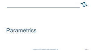 Page 5
Parametrics
Copyright © 2019 Ed Seidewitz / Model Driven Solutions, Inc.
 