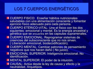 LOS 7 CUERPOS ENERGÉTICOSLOS 7 CUERPOS ENERGÉTICOS
CUERPO FISICO: Enseñar hábitos nutricionalesCUERPO FISICO: Enseñar hábi...