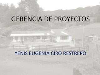 GERENCIA DE PROYECTOS
YENIS EUGENIA CIRO RESTREPO
 