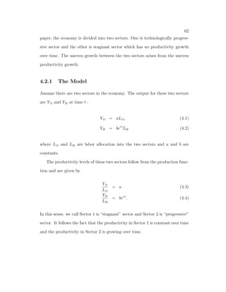 ts given the prices. 
Final Manufacturing good producer's problem: Taking the prices of pmt; pit 
and factors returns on labor and capital as given, the representative  