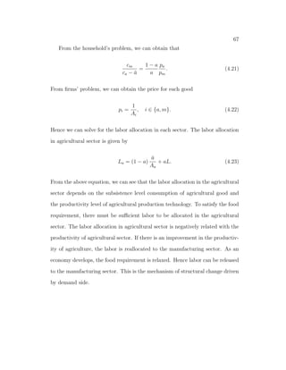 20 
in intermediate good sector solves the following problem 
max pitAitlit  witlit: (2.10) 
2.3.3 Equilibrium 
First, I consider an open economy setup. Here I study a special case of equilib- 
rium. In this equilibrium, the domestic country has a comparative advantage 
in producing  