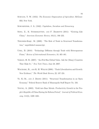 nal manufacturing sector that depends on the factor returns. 
1   
 
kt 
lmt 
= 
wt 
rt 
(2.25) 
The demand for intermediate good is given by 
Xt 
k 
t l1 
mt 
= 
 
pit 
pmtAmt 
 1 
1 
: (2.26) 
In equilibrium, the return on land and capital must be equal in the absence of 
arbitrage opportunity. This implies that 
1   
 
kt 
lmt 
= 

 
1  
 
H 
lat 
(2.27) 
From the FOCs for three dierent  