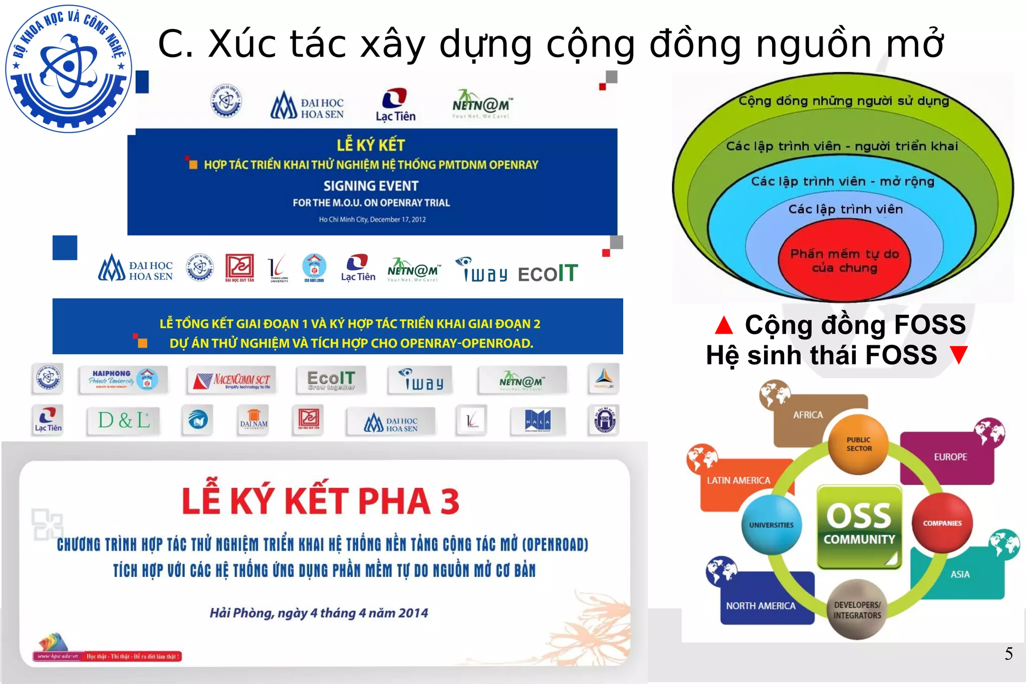 5
C. Xúc tác xây dựng cộng đồng nguồn mở
▲ Cộng đồng FOSS
Hệ sinh thái FOSS ▼
 