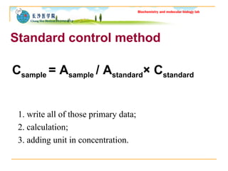 Standard Vs Control Sample 15 Biochemistry _ Experiment | PPT