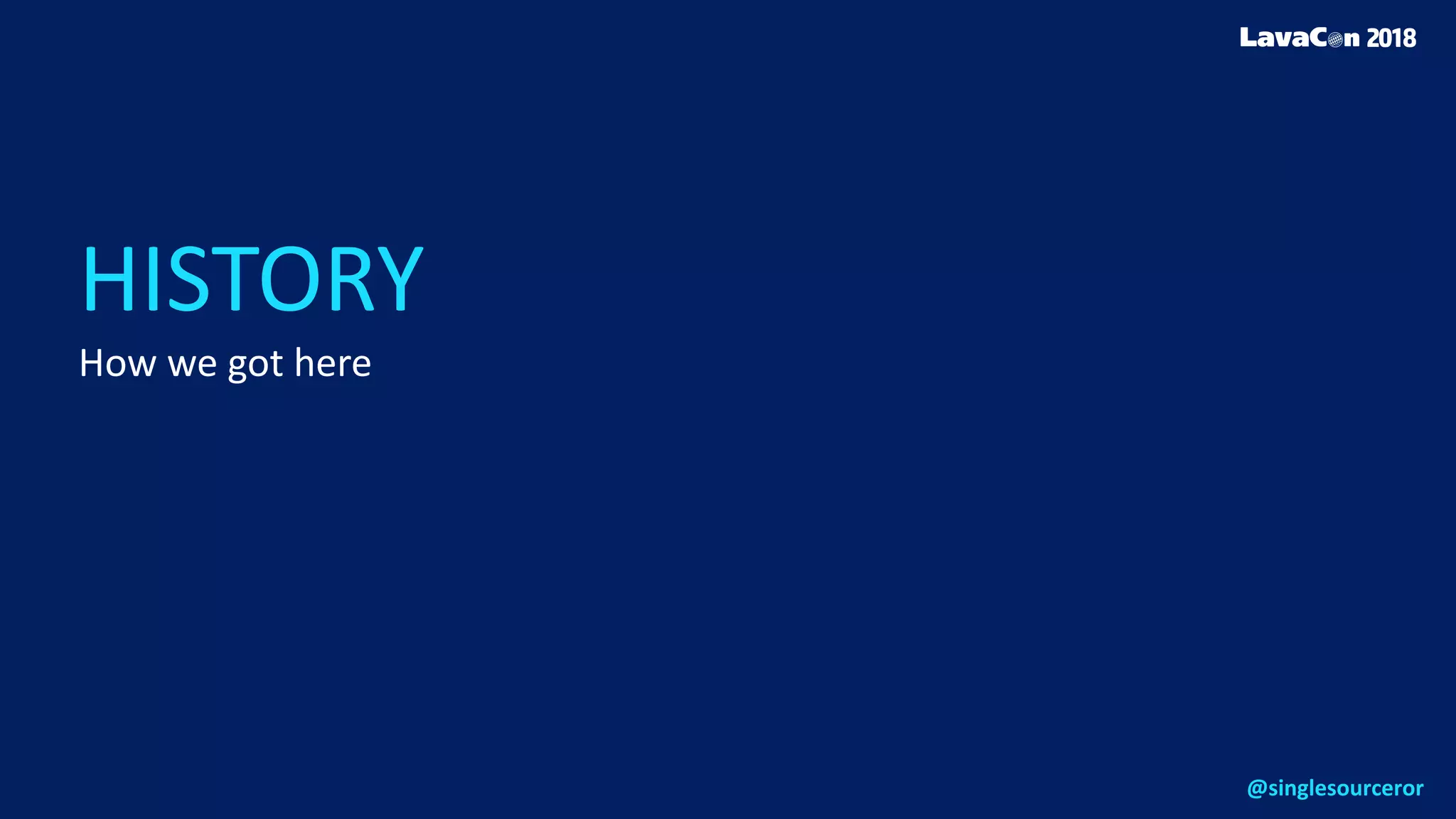 HISTORY
How we got here
@singlesourceror
 