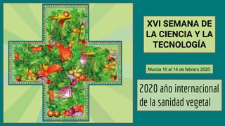 XVI SEMANA DE
LA CIENCIA Y LA
TECNOLOGÍA
2020 año internacional
de la sanidad vegetal
Murcia 10 al 14 de febrero 2020
 